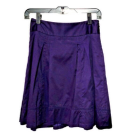 The Limited Deep Amethyst Purple Pleated A-Line Cotton Skirt Size XS - Picture 2 of 8